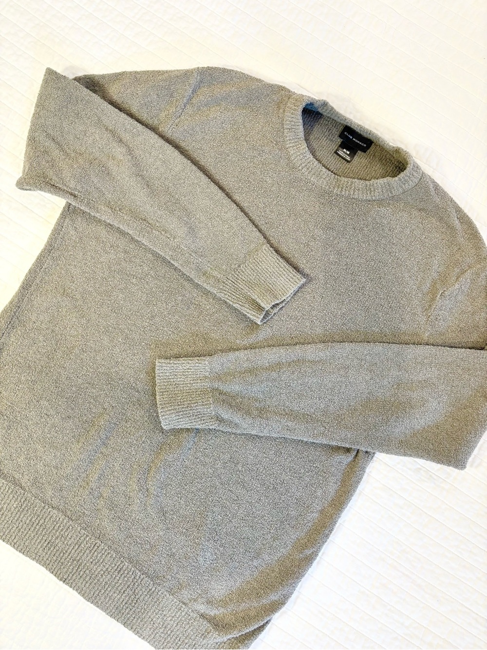 Club Monaco Men's Boucle Sweater in Olive Gray